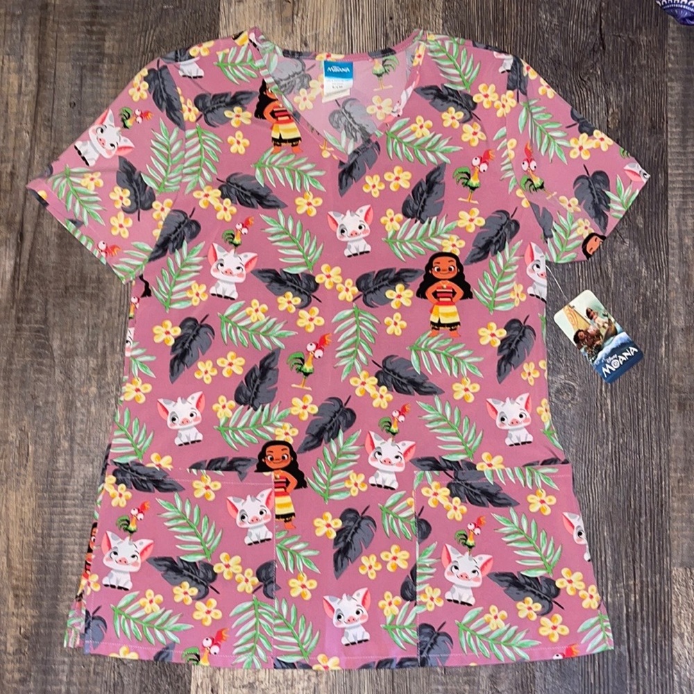 Mauve Disney Moana small scrub top